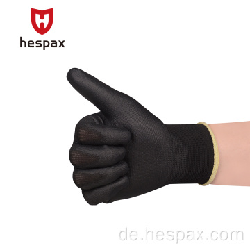 Hespax Black 13Gauge Nylon antistatische PU -Palmenhandschuhe